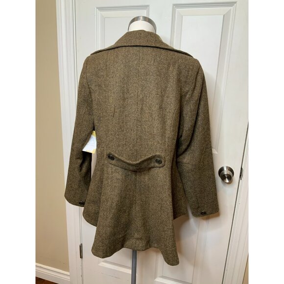 Great Scot! Lady Mary Brown Herringbone Wool Tweed Double Breasted Jacket Sz 12 - Picture 5 of 7